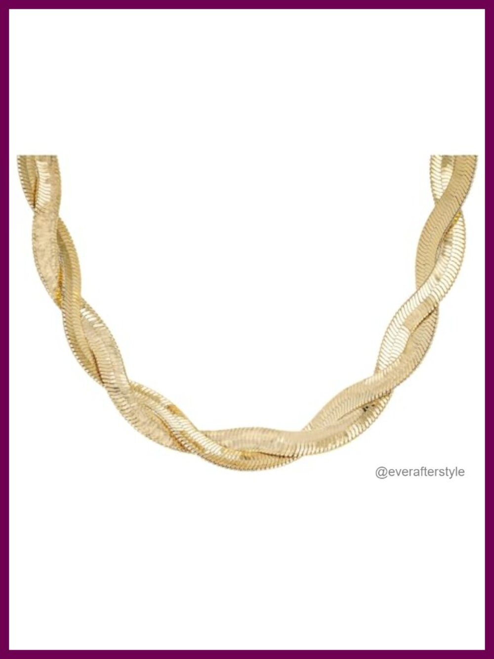 Gold Plated Braided Herringbone Chain Necklace Adjustable 18-22"
